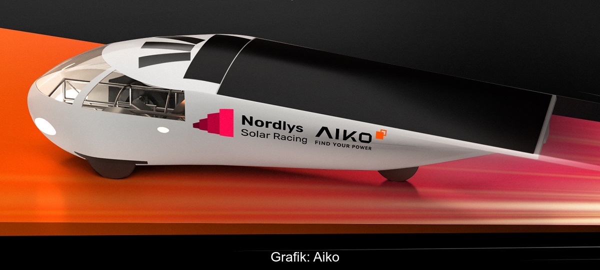 Im Bild das Solarauto von Nordlys NTNU mit Aiko-Solarzellen, das an der World Solar Challenge teilnimmt.