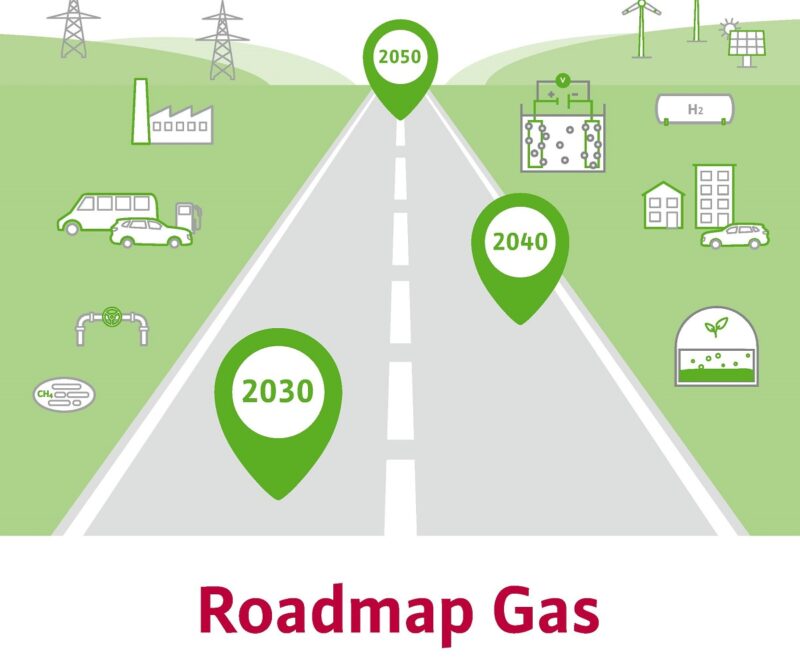 Zu sehen ist das Deckblatt der Roadmap Gas.