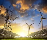 Zu sehen ist ein symbolisches Bild für den Ausbau von Photovoltaik und Windenergie, der durch ein Bund-Länder-Programm für erneuerbare Energien beschleunigt werden könnte.