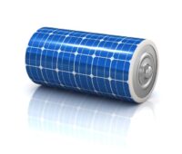 Zu sehen ist eine mit PV ummantelte Batterie als Symbol für das Förderprogramm Netzdienliche Photovoltaik-Batteriespeicher.