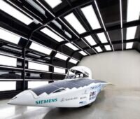 Im Bild das solarbetriebene Rennauto, mit dem das Team Sonnenwagen Aachen an der World Solar Challenge teilnimmt.