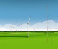 Zu sehen ist eine Animation vom Forschungspark Windenergie Krummendeich, den das DLR in Niedersachsen errichtet.