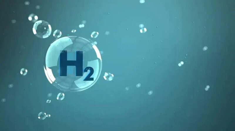 Im Bild Blasen mit der Aufschrift H2 als Symbol für die Industriepolitik der EU im Bereich erneuerbarer Wasserstoff.