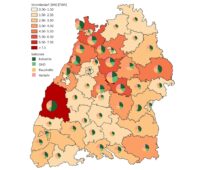 Im Bild ein Landkarte von Baden-Württemberg aus der BW-Stromstudie, die den Strombedarf im Jahr 2040 zeigt.