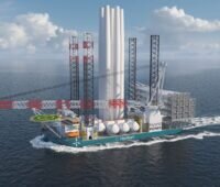 Grafik zeigt Offshore-Windpark-Errichterschiff von Havram.