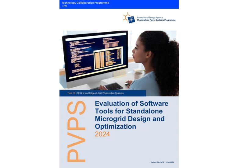 Im Bild das Cover des IEA PVPS Report “Evaluation of Software Tools for Standalone Microgrid Design and Optimization”.
