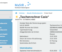 Screenshot MaStR Marktstammdatenregister