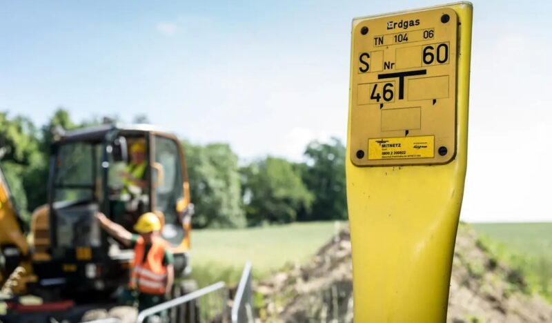 Im Bild Bauarbeiten der Mitnetz Gas, für die Biogaseinspeiseanlage in Neichen.