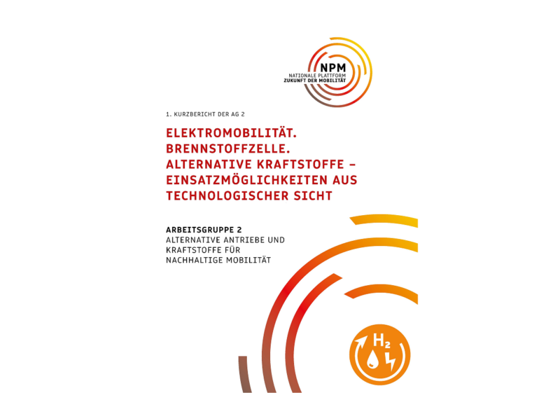 Cover des Kurzberichtes der Nationalen Plattform Zukunft der Mobilität zum Potenzial neuer Antriebe und Kraftstoffe