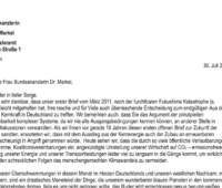 Screenshot des offenen Briefs an Angela Merkel, der Klimaneutralität 2035 fordert