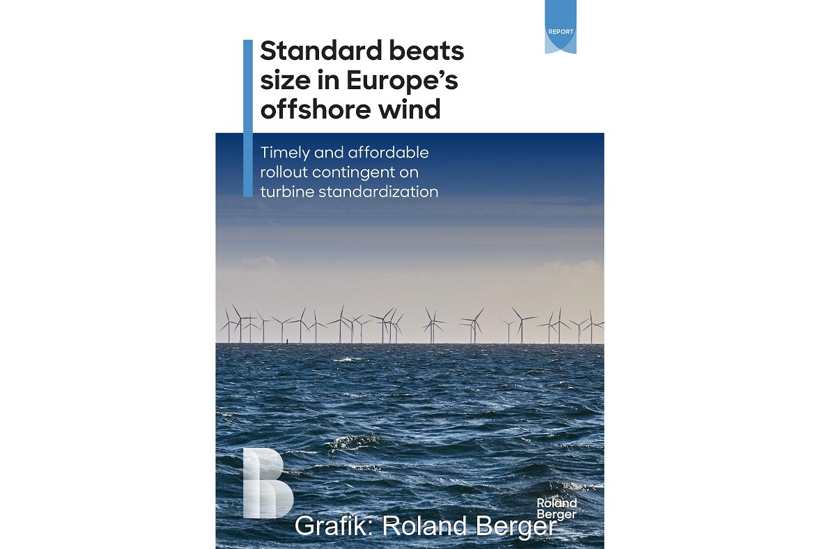 Im Bild das Cover der Studie zur Standardisierung der Turbinengröße in der Offshore-Windbranche von Roland Berger.