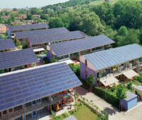 Solarsiedlung des Architekten Rolf Disch in Freiburg - Luftaufnahme