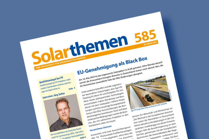 Titelseite der Solarthemen-Ausgabe 585