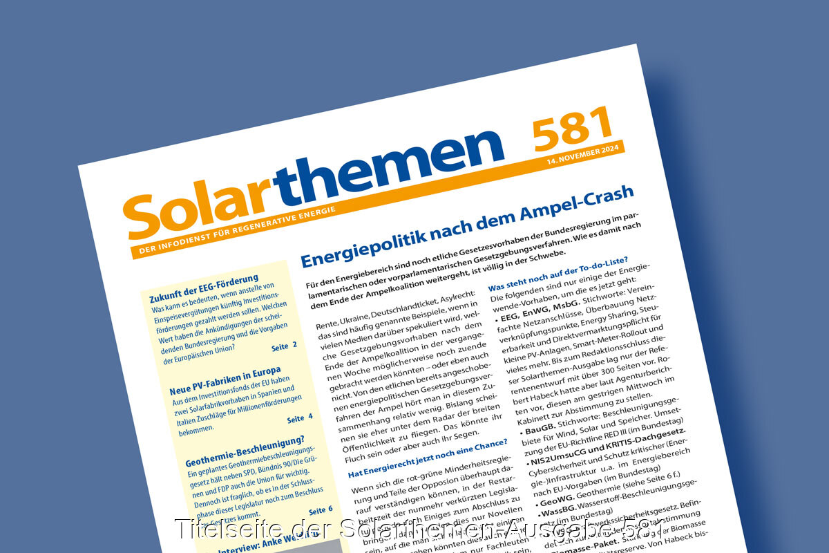 Titelseite des Solarthemen-Heftes mit der Nummer 581