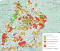 Im Bild eine Karte die zeigt, welche Kommunen die Freiwillige kommunale Wärmeplanung in Baden-Württemberg in Angriff genommen haben.