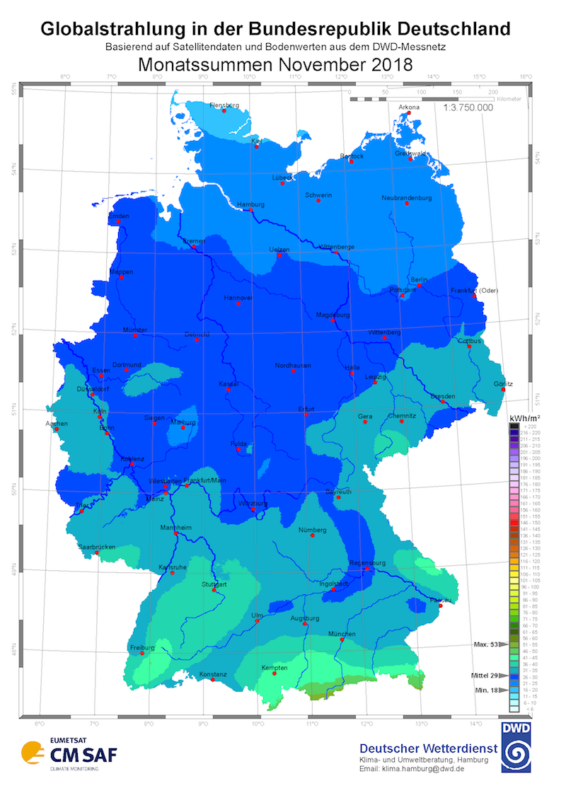 Solarstrahlung November 2018 Deutscher Wetterdienst