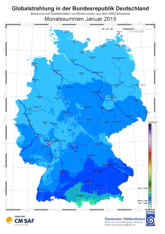 Solarstrahlung Januar 2019 Deutscher Wetterdienst