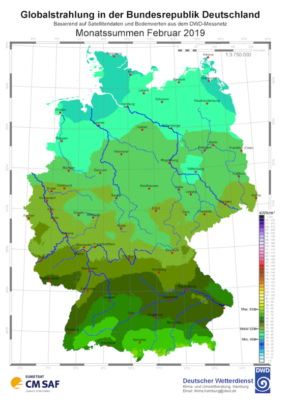 Solarstrahlung Februar 2019 Deutscher Wetterdienst
