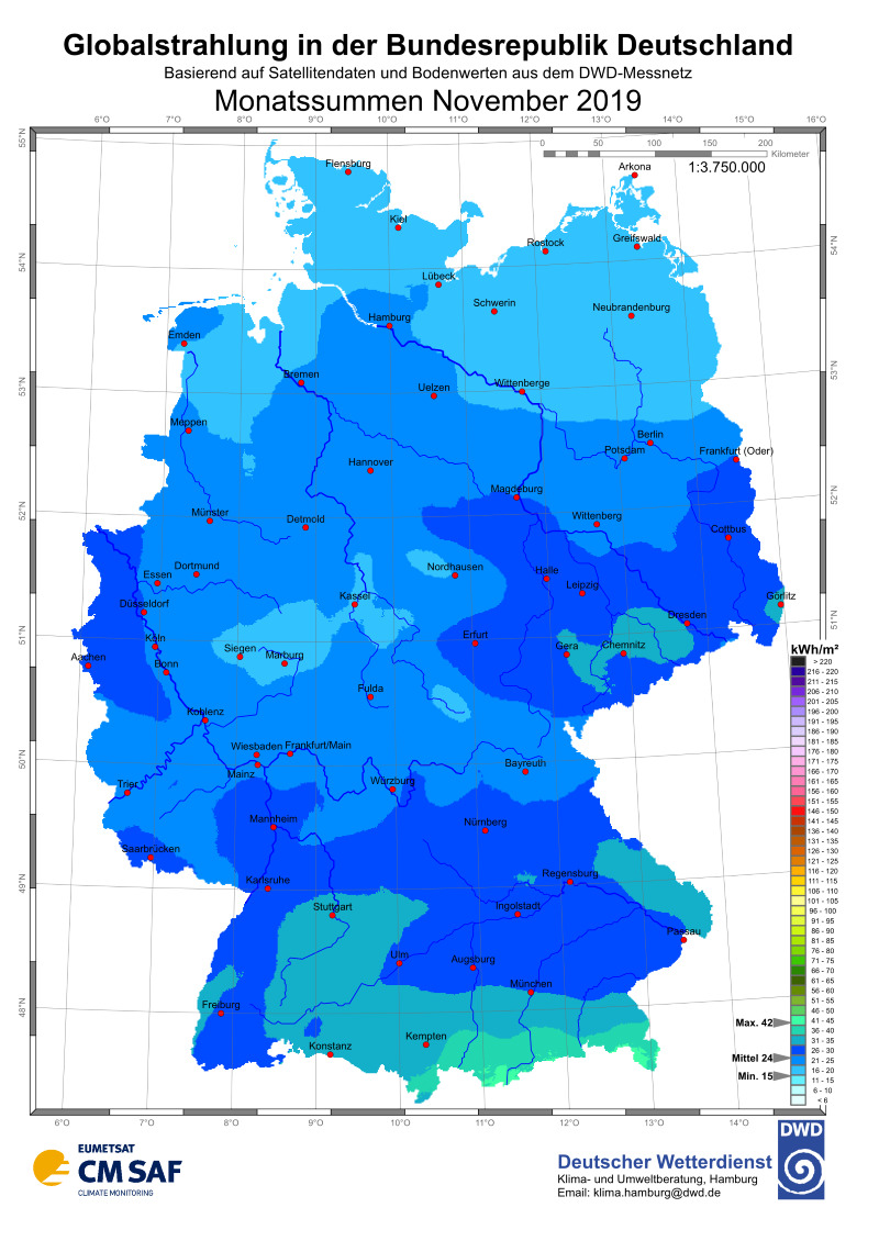 Sonneneinstrahlung in Deutschland im November 2019 ...