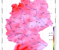 Farbige Karte von Deutschland mit Daten zur Sonneneinstrahlung