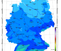 Karte von Deutschland zeigt Solarstrahlung im November 2024.