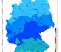 Deutschlandkarte mit Zonen unterschiedlicher Solareinstrahlung