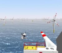 Grafik zeigt Drohne über Offshore-Windpark