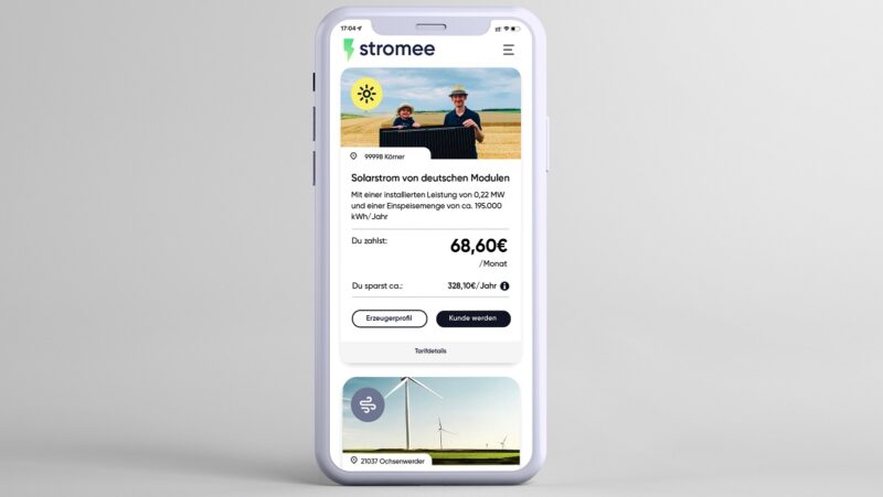 Im Bild die Stromee-App, mit der auch der Wärmepumpen-Stromtarif gemanagt werden kann.